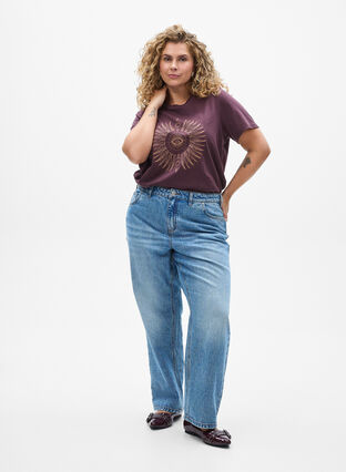 Zizzi Bomulls-T-skjorte med fronttrykk, Fudge w. EYE, Model image number 2
