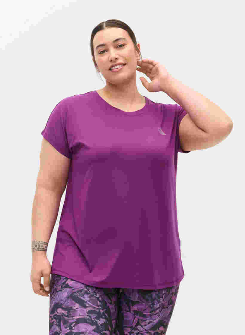 Ensfarget t-skjorte til trening, Grape Juice, Model image number 0