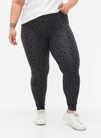 Viskose leggings med leopardmønster, Grey Leo, Model