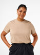 Basic T-skjorte i bomull med rund hals, Beige, Model image number 0
