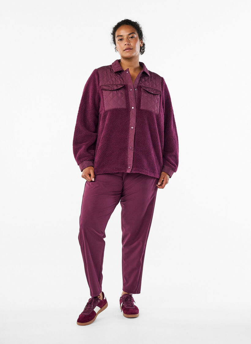 Lett treningsbukse med lommer, Rød, Model image number 0