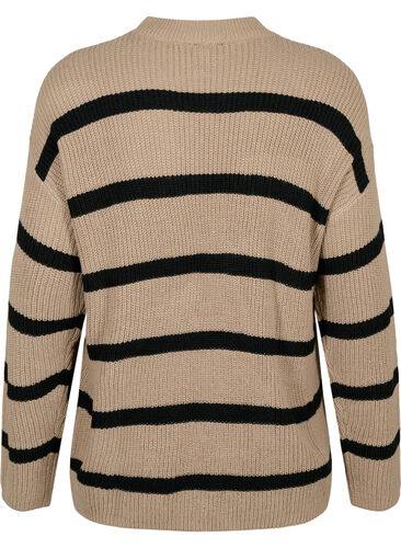 FLASH - Strikket genser med striper, Fungi/Black Stripe, Packshot image number 1