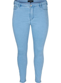 Cropped Amy jeans med glidelås, Blå Cropped Amy jeans med glidelås