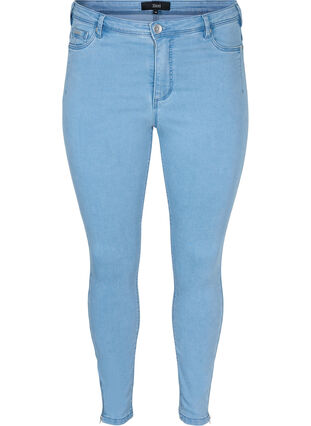 Zizzi Cropped Amy jeans med glidelåsdetaljer, Blå, Packshot image number 0