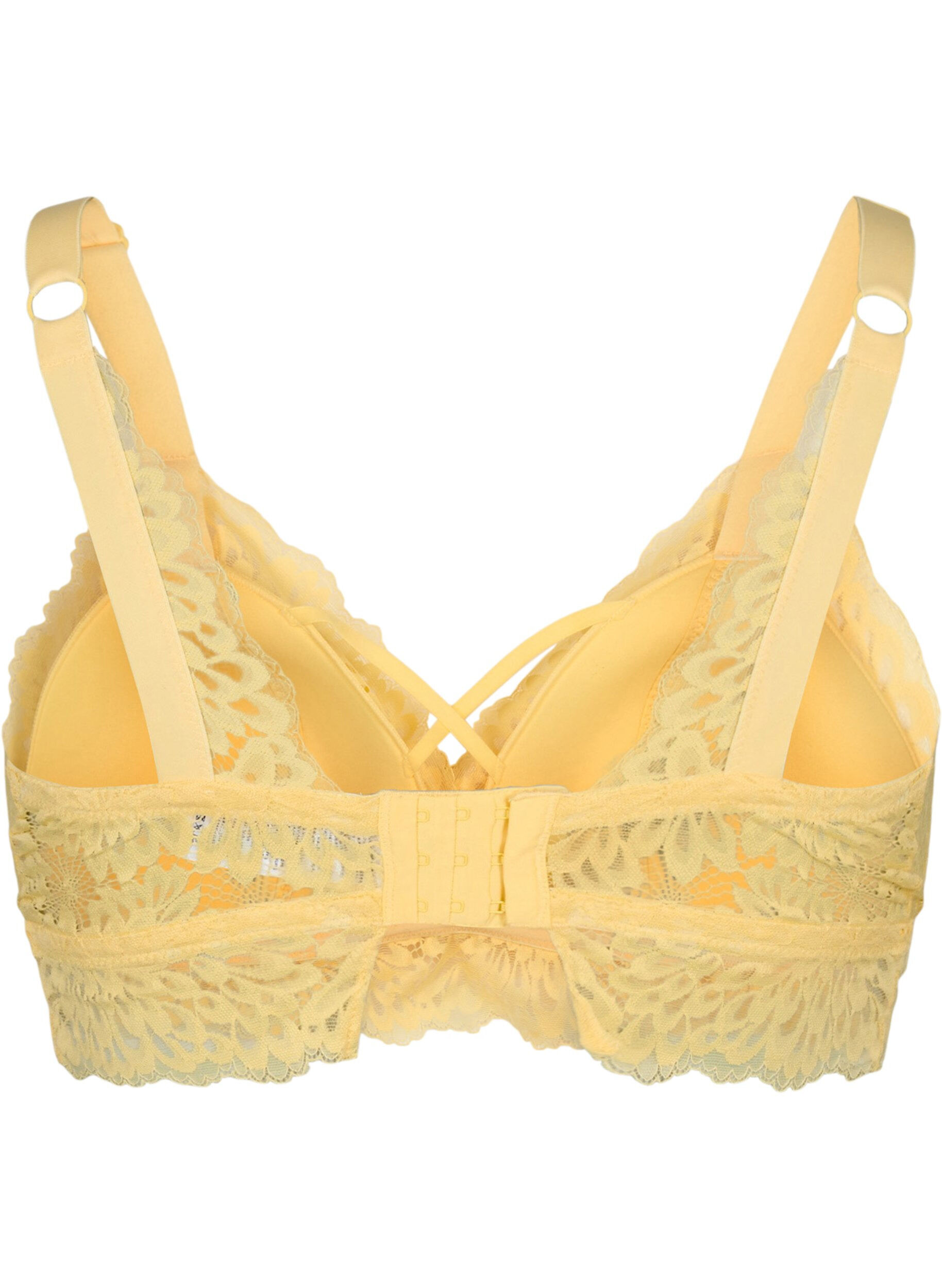 Zizzi Bralette med stringdetaljer og myk vattering, Pale Banana ASS, Packshot image number 1