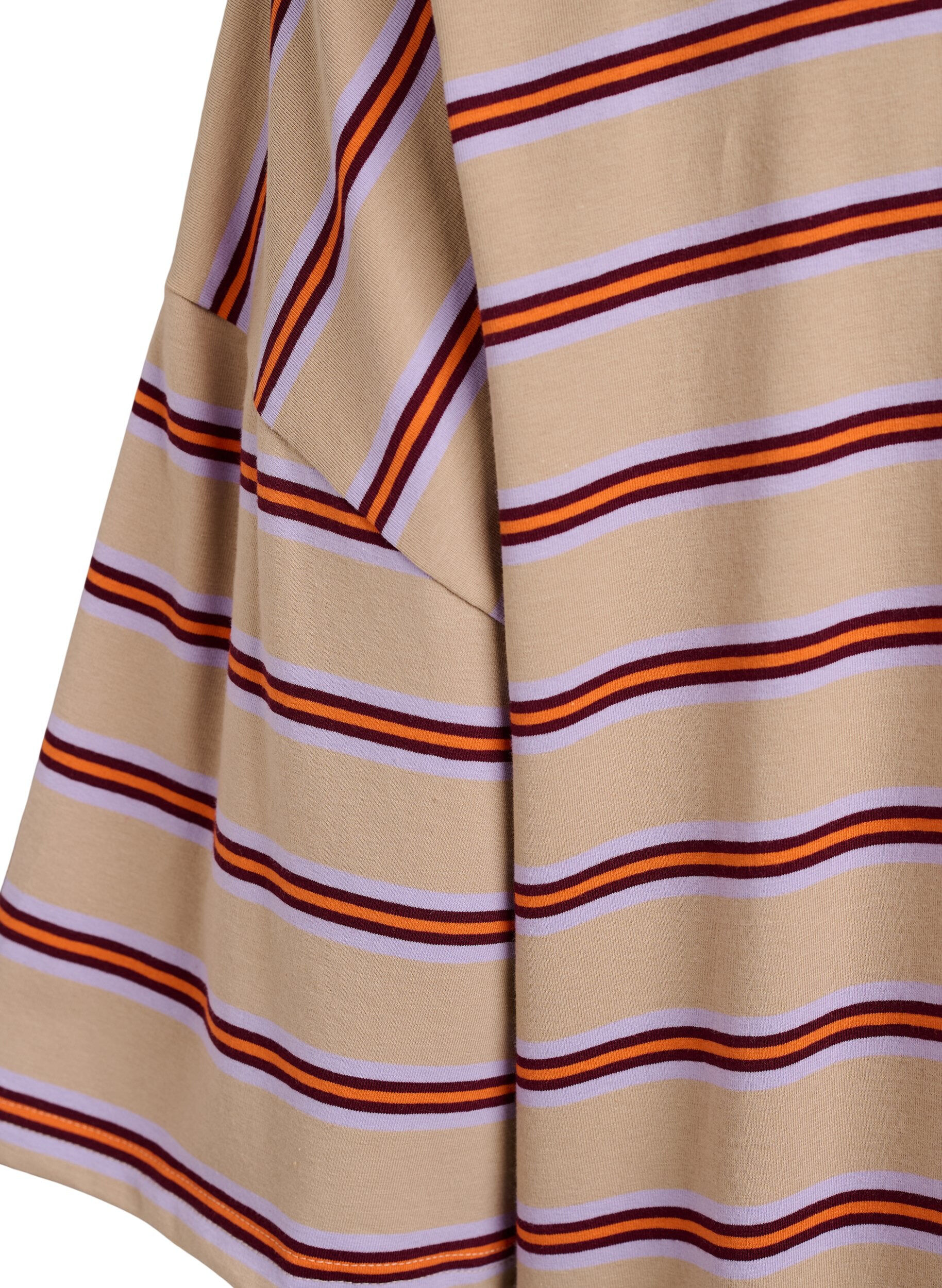Zizzi Oversized T-skjorte med striper og 1/2 ermer, Beige, Packshot image number 3