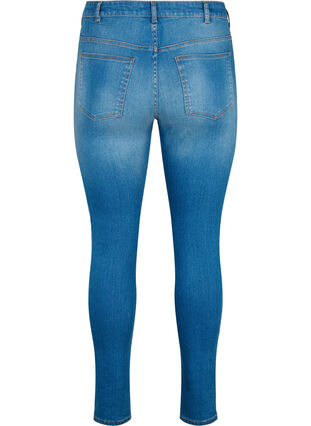Super slim Sanna jeans med slitte detaljer, Blue denim, Packshot image number 1