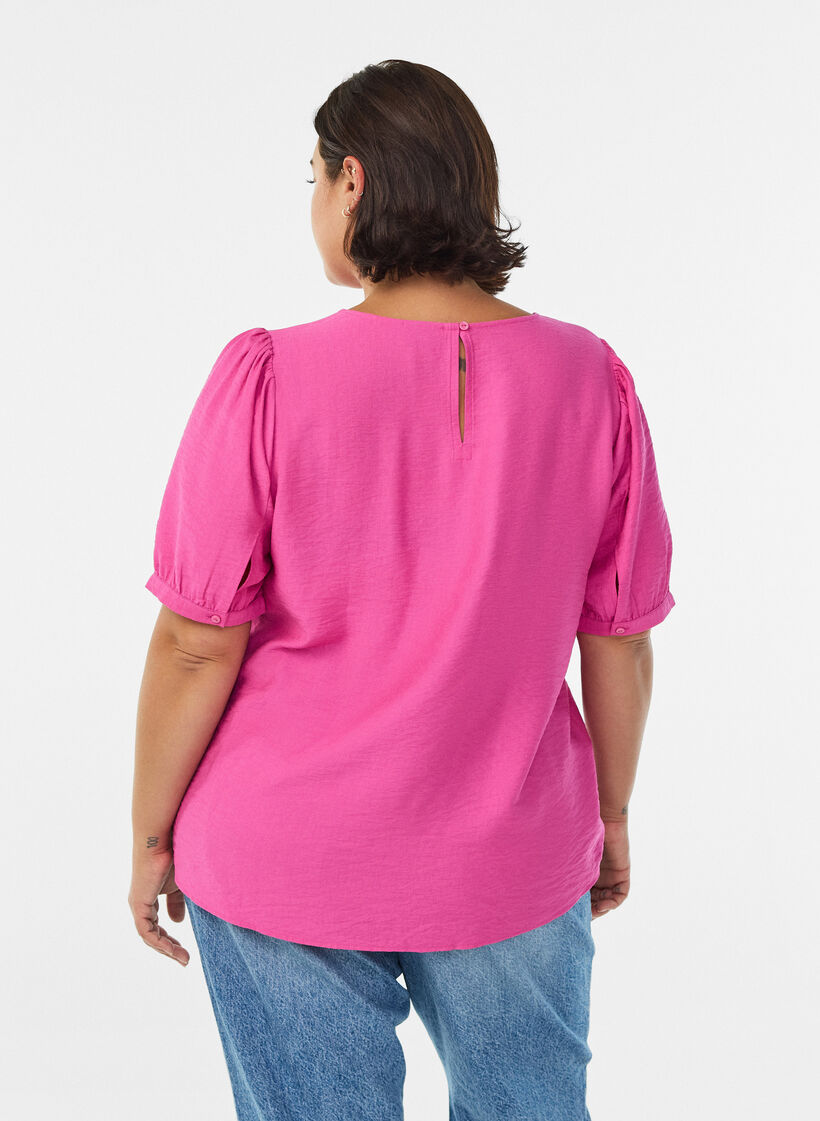 Viskose bluse med 1/2 ermer, Rosa, Model image number 2