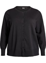 Finstrikket cardigan med rund hals, Svart