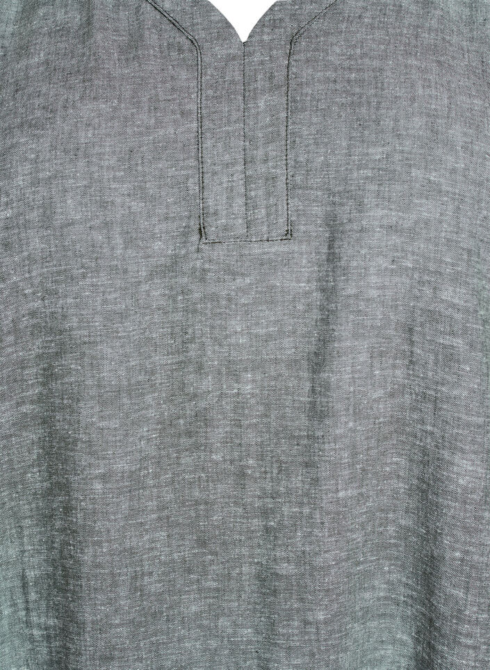 Midikjole i lin og viskose med korte ermer, Grønn, Packshot image number 2