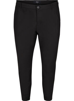 Klassiske bukser med høyt liv og ankellengde, Black, Packshot image number 0