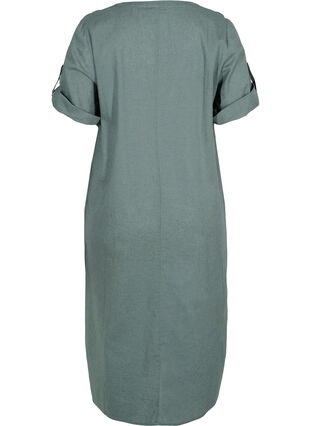 Zizzi Lang skjortekjole med korte ermer, Balsam Green, Packshot image number 1