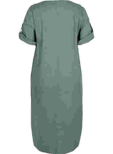 Lang skjortekjole med korte ermer, Balsam Green, Packshot image number 1