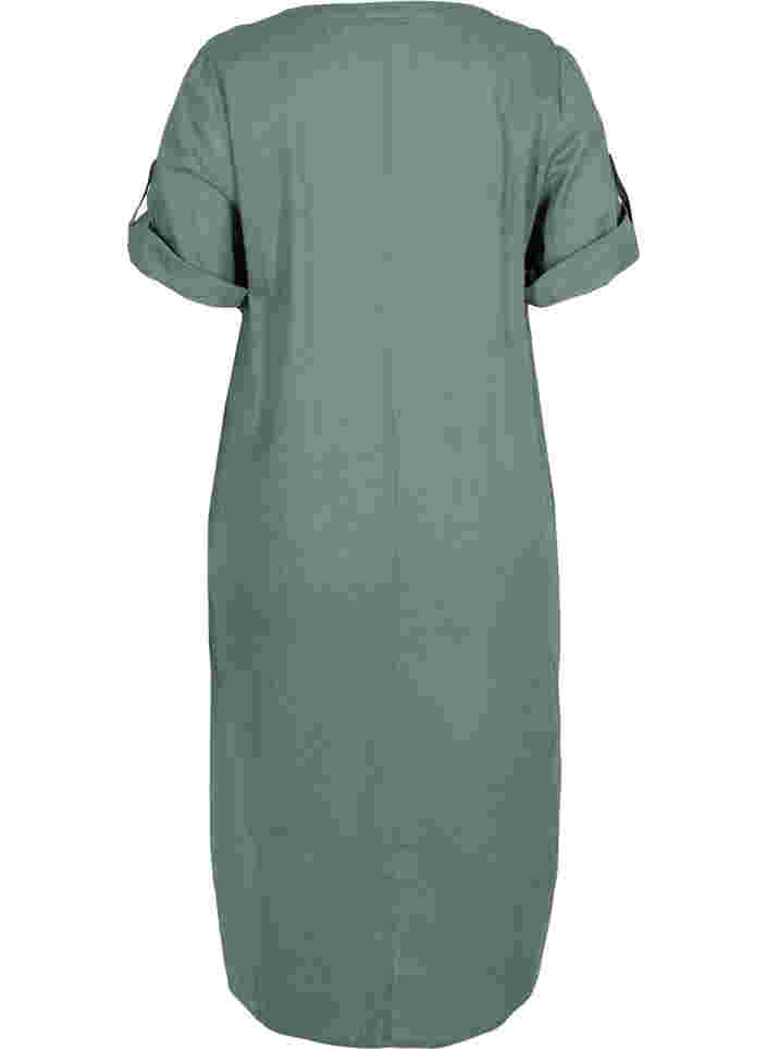 Lang skjortekjole med korte ermer, Balsam Green, Packshot image number 1