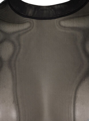 Tettsittende meshbluse med rund hals, Black, Packshot image number 2