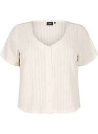 Jersey cardigan med korte ermer, Vanilje Jersey cardigan med korte ermer