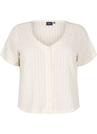 Zizzi Jersey cardigan med korte ermer, Vanilje, Packshot image number 0