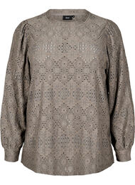 Langermet bluse med et åpentsarbeidsmønster, Falcon