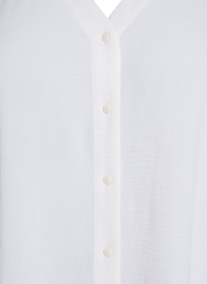 Skjortebluse med v-hals og 3/4 ermer, Vanilje, Packshot image number 2