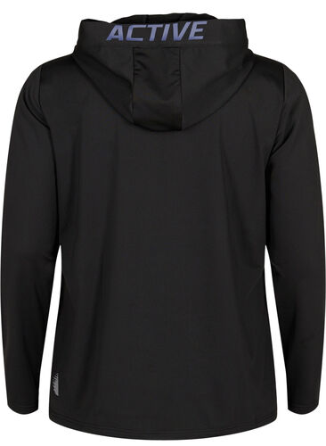 Treningsjakke med quilt og hette, Black, Packshot image number 1