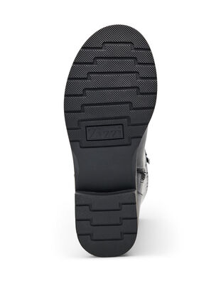 Zizzi Wide fit - Høy lærstøvel med dekorative spenner, Black, Packshot image number 4