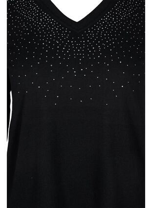 Bluse med similisten og lange ermer, Black, Packshot image number 2
