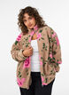 Blomstret fleecejakke med h&oslash;y hals og glidel&aring;s, Beige, Model image number 0