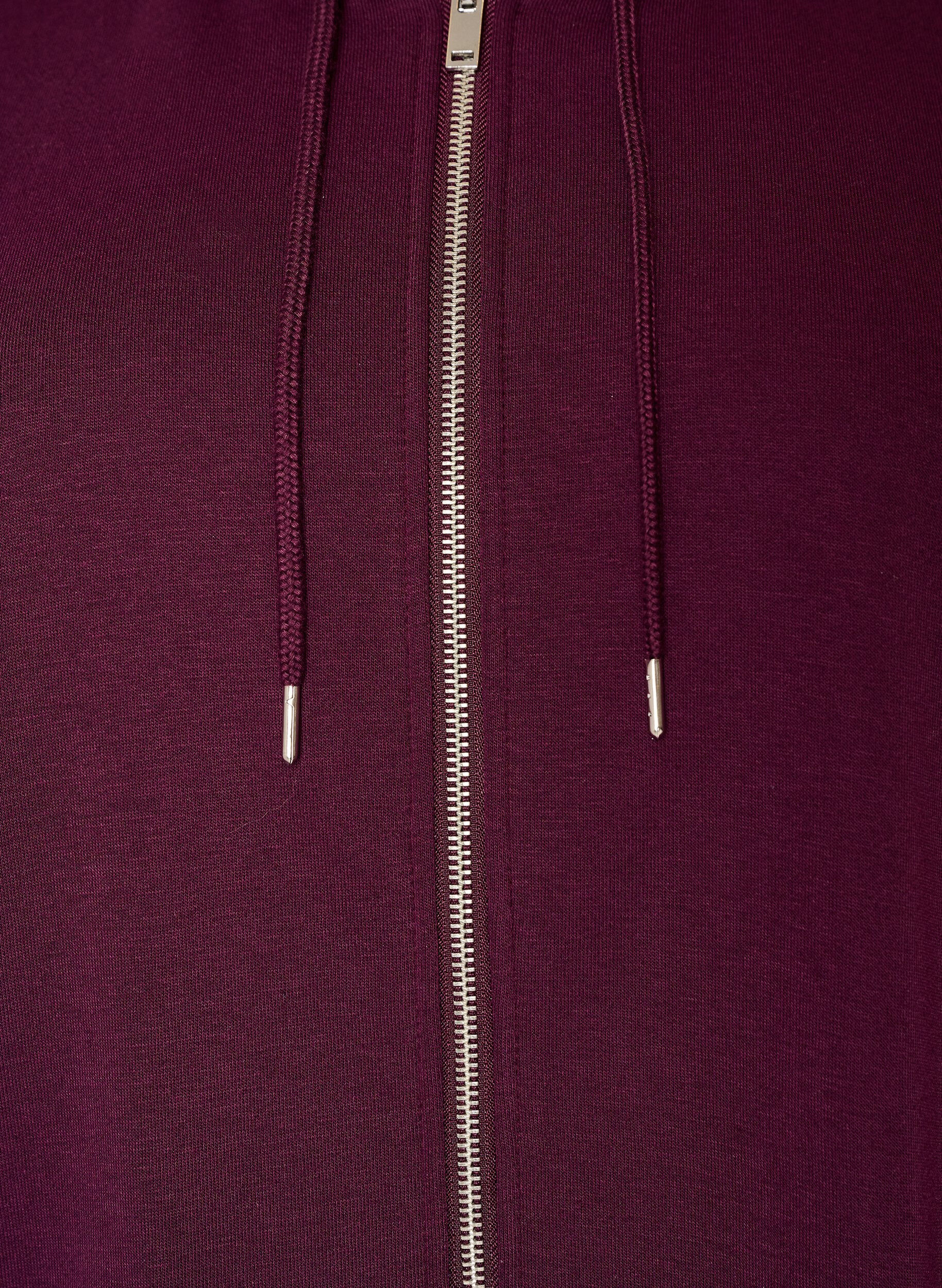 ZizziLang hettegenser med glidel&aring;s og lommer, Lilla, Packshot image number 2