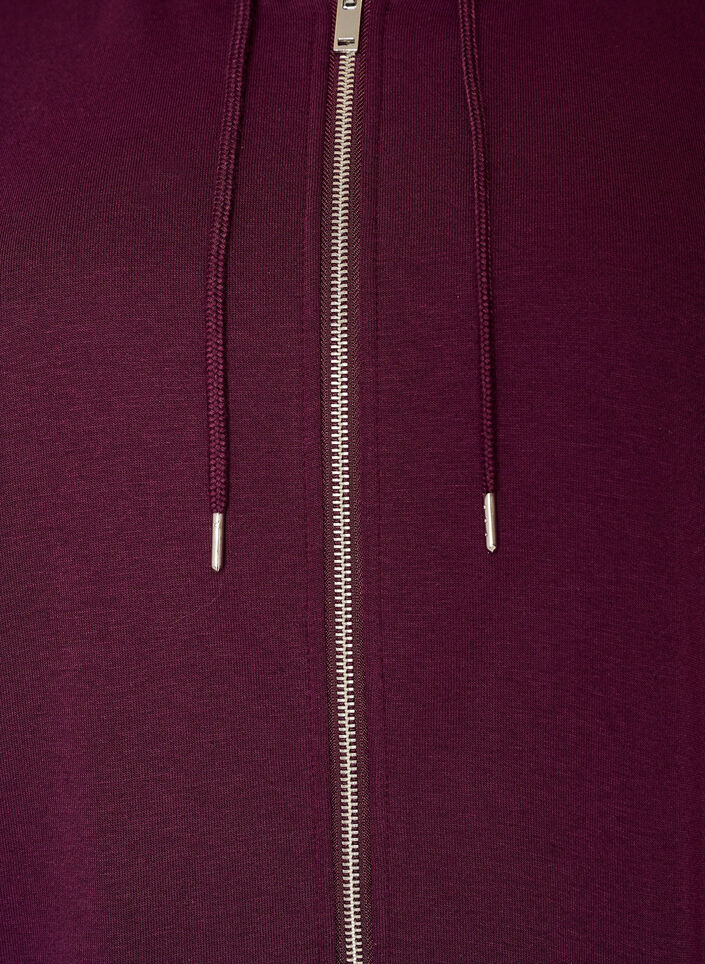Lang hettegenser med glidel&aring;s og lommer, Lilla, Packshot image number 2
