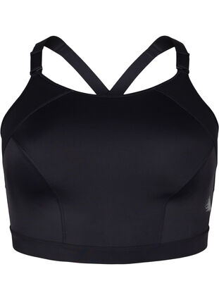 Zizzi CORE, SUPER HIGH, SPORTS BRA - Sports-BH med justerbare skulderstropper, Black, Packshot image number 0