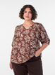 Viskosebluse med V-hals, Brun, Model image number 0
