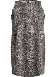 Kort ermeløs denimkjole med leopardmønster, Leopard