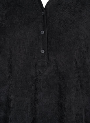Zizzi Fløyelskjole med 3/4-ermer og knapper, Black, Packshot image number 2