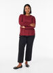 Langermet bluse med rhinsteiner, Mørk Bordeaux, Model image number 1