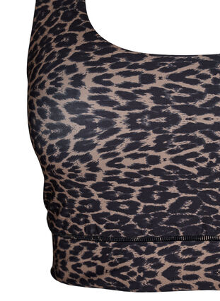 Zizzi Racerback sports-BH med leopardmønster, Brun, Packshot image number 2