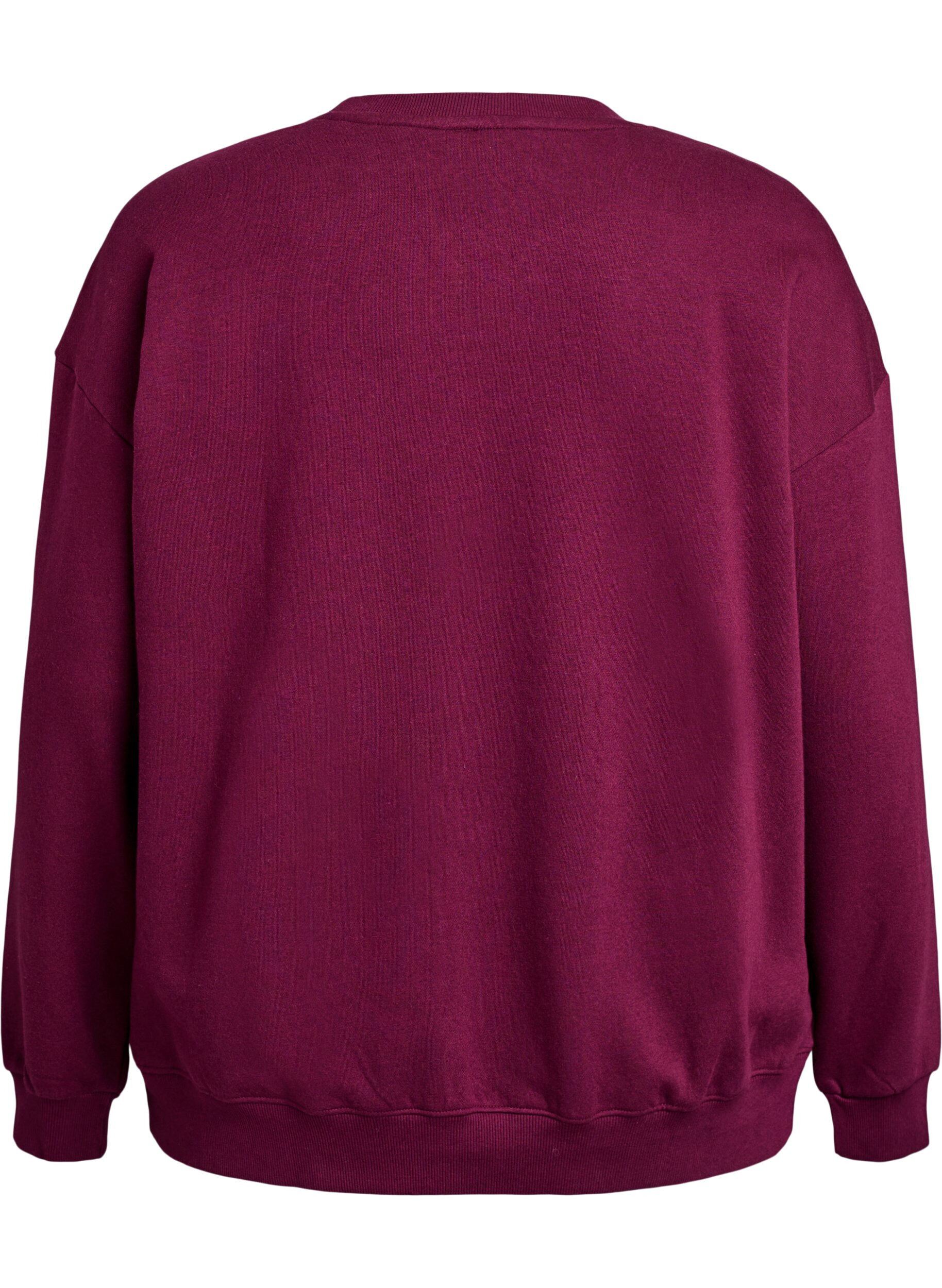 ZizziGenser med teksttrykk, M&oslash;rk Bordeaux, Packshot image number 1
