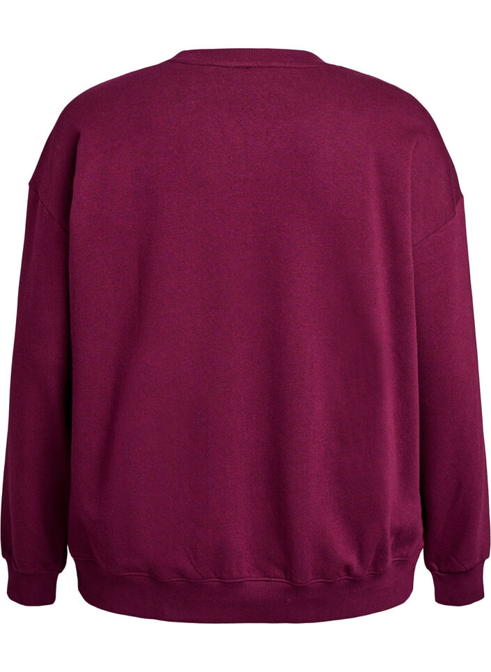 Genser med teksttrykk, M&oslash;rk Bordeaux, Packshot image number 1