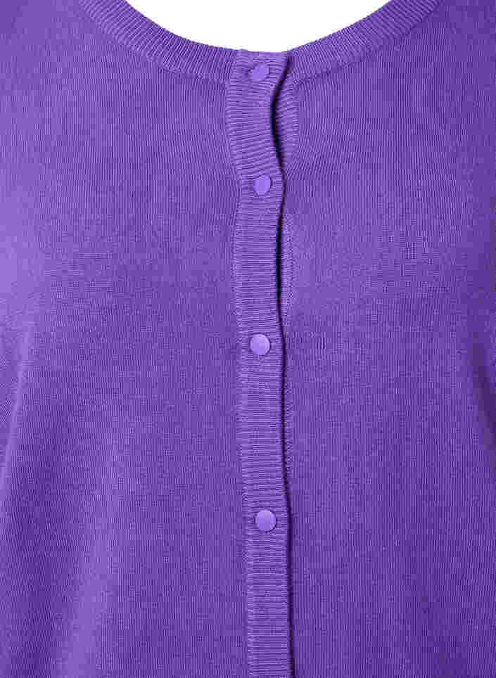 Ribbet cardigan med knappelukking, Purple Opulence, Packshot image number 2