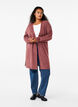 FLASH - Ribbestrikket cardigan med splitter, Rose Brown Melange, Model image number 2