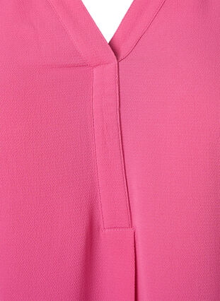 Ensfarget bluse med V-hals, Shocking Pink, Packshot image number 2
