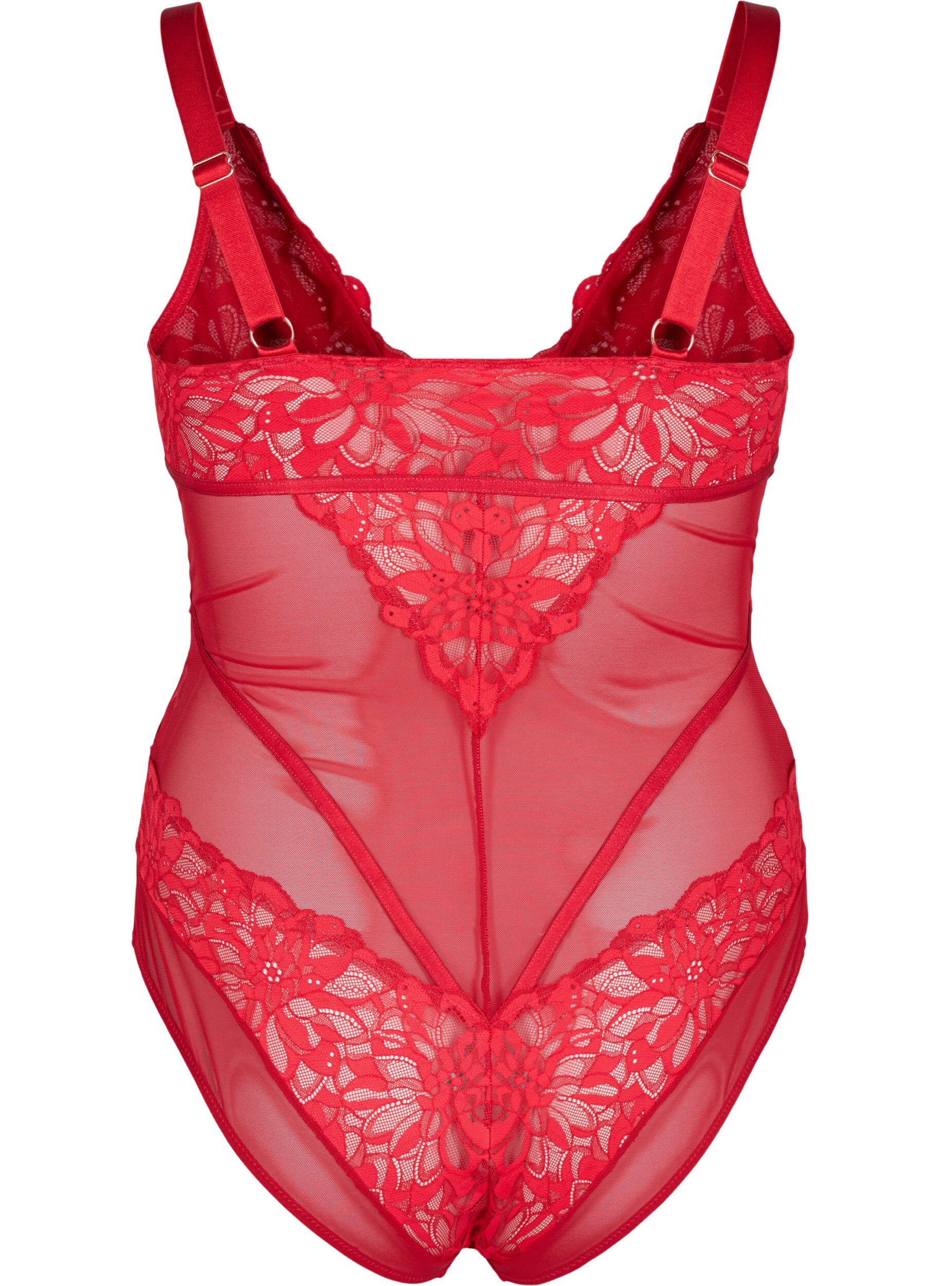 Zizzi Blondebody med mesh, Rhythmic Red, Packshot image number 1
