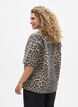 Leopardmønstret denimbluse med krage og halvlange ermer, Brun, Model image number 2
