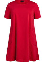 Jerseykjole med korte ermer og lommer, Urban Red