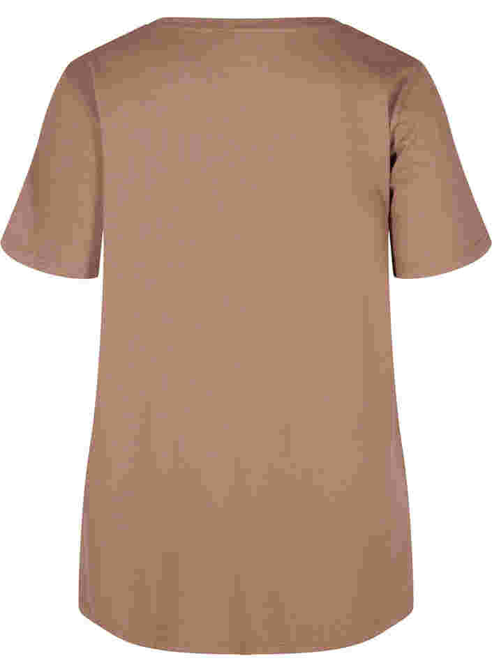 Lang T-skjorte i bomull, Deep Taupe, Packshot image number 1