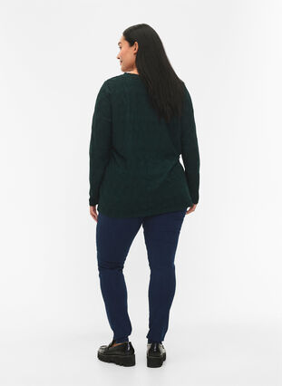 Zizzi FLASH - Jeggings med bred strikk i midjen, Blå, Model image number 1