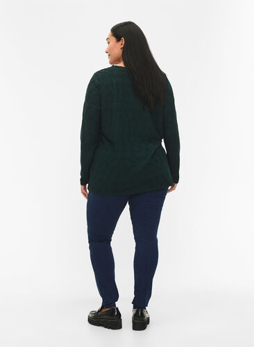 Zizzi FLASH - Jeggings med bred strikk i midjen, Blå, Model image number 1