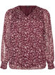 Bluse med blomstertrykk og glittertr&aring;d, R&oslash;d, Packshot image number 0