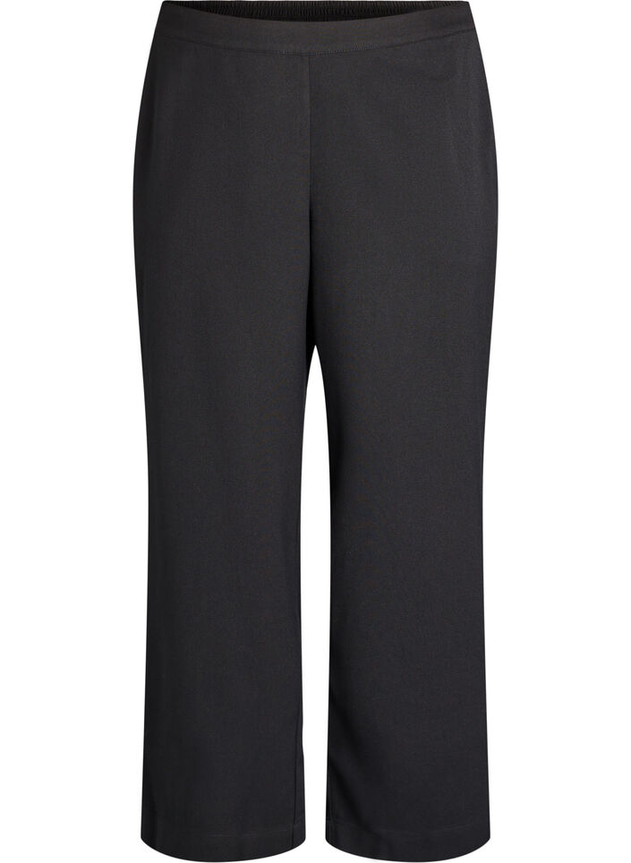 Bukser med vide ben og høy midje, Svart, Packshot image number 0