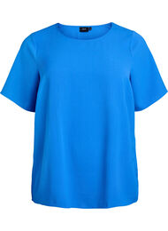Kortermet bluse med rund hals, Strong Blue