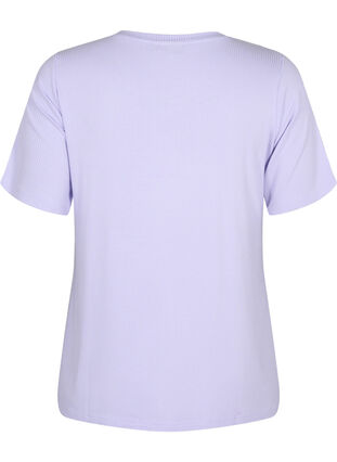 T-skjorte i viskose med ribbet struktur, Lavender, Packshot image number 1